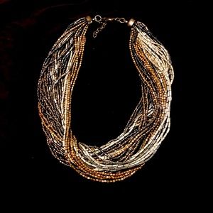 SALE‼️ Silver, Copper, Silver, Black Bead Necklace